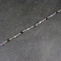 Dainty Sterling Black Purple Crystal Bracelet 7 Inches