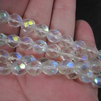 Vintage Aurora Borealis Crystal Bead Necklace 25.5 Inches New Old Stock with Original Tag