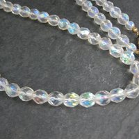 Vintage Aurora Borealis Crystal Bead Necklace 25.5 Inches New Old Stock with Original Tag