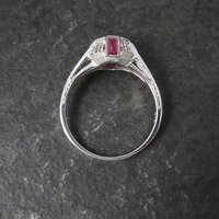 Antique Art Deco 9K Ruby Diamond Engagement Ring Size 6.5