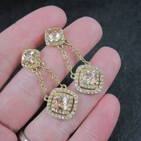 Vermeil Sterling Champagne Cz Earrings