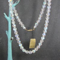 Vintage Aurora Borealis Crystal Bead Necklace 25.5 Inches New Old Stock with Original Tag