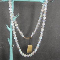 Vintage Aurora Borealis Crystal Bead Necklace 25.5 Inches New Old Stock with Original Tag