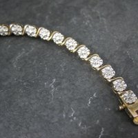 Vintage Illusion Diamond Sterling Vermeil Circle Bracelet