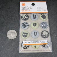 Martha Stewart Halloween Fabric Brads: Skull, Witch, Cat - Set of 12