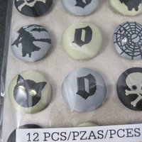 Martha Stewart Halloween Fabric Brads: Skull, Witch, Cat - Set of 12