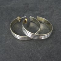 Italian Vermeil Sterling Hoop Earrings 1.25" Vintage Estate