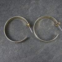 Italian Vermeil Sterling Hoop Earrings 1.25" Vintage Estate