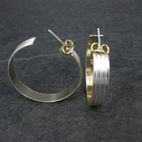Italian Vermeil Sterling Hoop Earrings 1.25" Vintage Estate