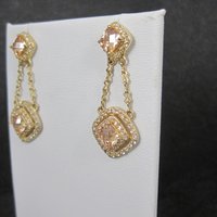 Vermeil Sterling Champagne Cz Earrings