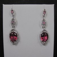 Long Vintage Sterling Pink Cubic Zirconia Earrings