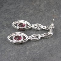 Long Vintage Sterling Pink Cubic Zirconia Earrings