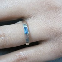 Dainty Sterling Blue Stone Band Ring Size 6 New Old Stock