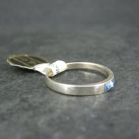 Dainty Sterling Blue Stone Band Ring Size 6 New Old Stock