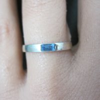 Dainty Sterling Blue Stone Band Ring Size 6 New Old Stock