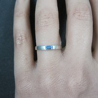 Dainty Sterling Blue Stone Band Ring Size 6 New Old Stock