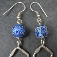 Long Sterling Blue Enamel Bead Earrings