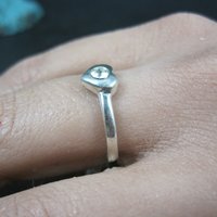 Vintage Sterling Silver Crystal Heart Ring Size 8 New Old Stock