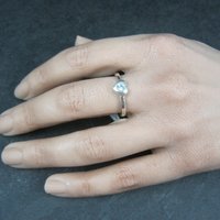 Vintage Sterling Silver Crystal Heart Ring Size 8 New Old Stock