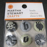 Martha Stewart Halloween Fabric Brads: Skull, Witch, Cat - Set of 12