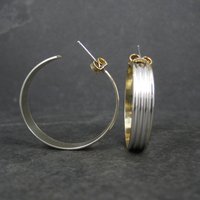 Italian Vermeil Sterling Hoop Earrings 1.25" Vintage Estate