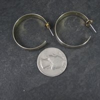 Italian Vermeil Sterling Hoop Earrings 1.25" Vintage Estate