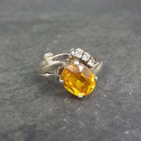 Vintage 10K Yellow Orange Sapphire Ring Size 8