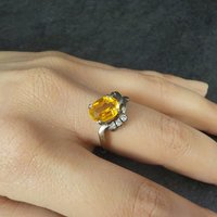 Vintage 10K Yellow Orange Sapphire Ring Size 8