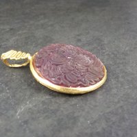 Bronze Carved Purple Sea Glass Pendant