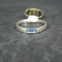 Dainty Sterling Blue Stone Band Ring Size 6 New Old Stock