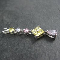 Estate Sterling Pastel Cz Pendant