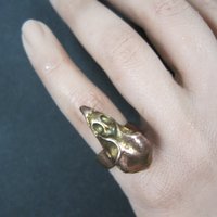 Estate Copper Bird Skull Ring Size 4