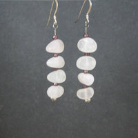 Long Sterling Rose Quartz Earrings