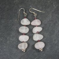 Long Sterling Rose Quartz Earrings