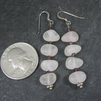 Long Sterling Rose Quartz Earrings