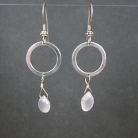 Dainty Sterling Opalite Circle Earrings