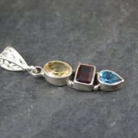 Estate Sterling Citrine Garnet Topaz Pendant
