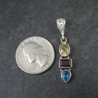 Estate Sterling Citrine Garnet Topaz Pendant