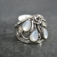 Southwestern Sterling Mother of Pearl Ring Sizes 5.5 & 6 New old Stock