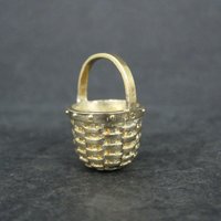 Miniature Vermeil Sterling Silver Woven Basket