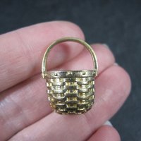 Miniature Vermeil Sterling Silver Woven Basket