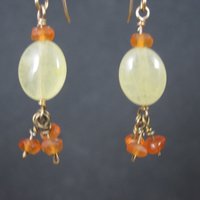 Gold Filled Lemon Quartz Carnelian Earrings Vintage Estate