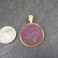 Bronze Carved Purple Sea Glass Pendant