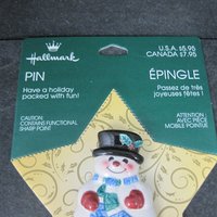 Hallmark Snowman Brooch Porcelain NOS