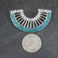 Vintage Aqua & Clear Rhinestone Brooch