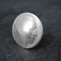 Vintage Sterling Indian Head Buffalo Nickel Ring Size 4.5
