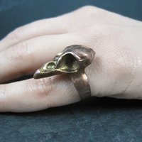 Estate Copper Bird Skull Ring Size 4