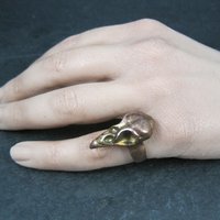 Estate Copper Bird Skull Ring Size 4