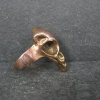 Estate Copper Bird Skull Ring Size 4