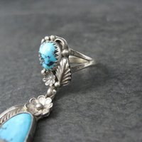 Unusual Southwestern Sterling Turquoise Charm Ring Size 7